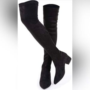 Knee High Black Suede Boots Sz 8 BNWT